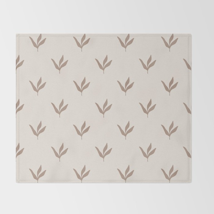 Modern Leafy Pattern - mocha and cream Throw Blanket Gallery Image 2