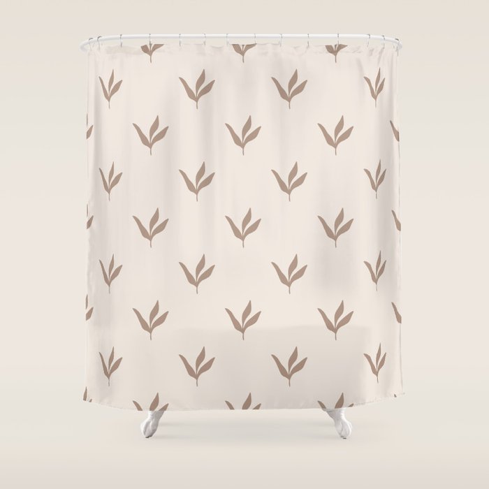 Modern Leafy Pattern - mocha and cream Shower Curtain Gallery Image 1