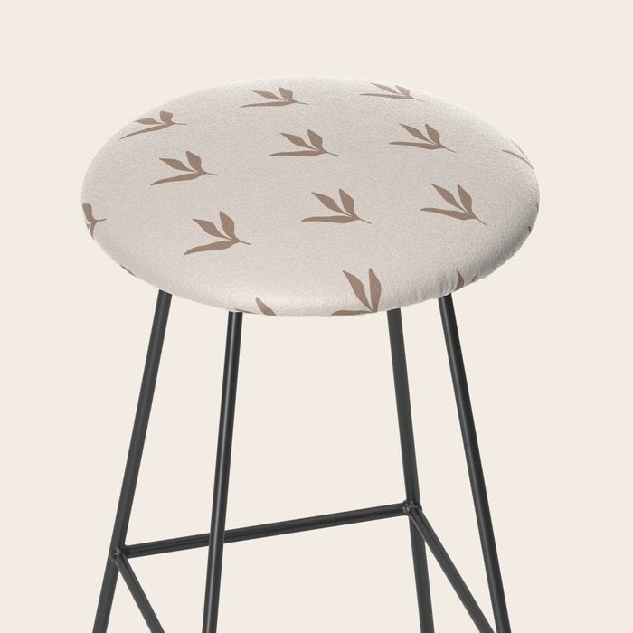Modern Leafy Pattern - mocha and cream Stool Gallery Image 2