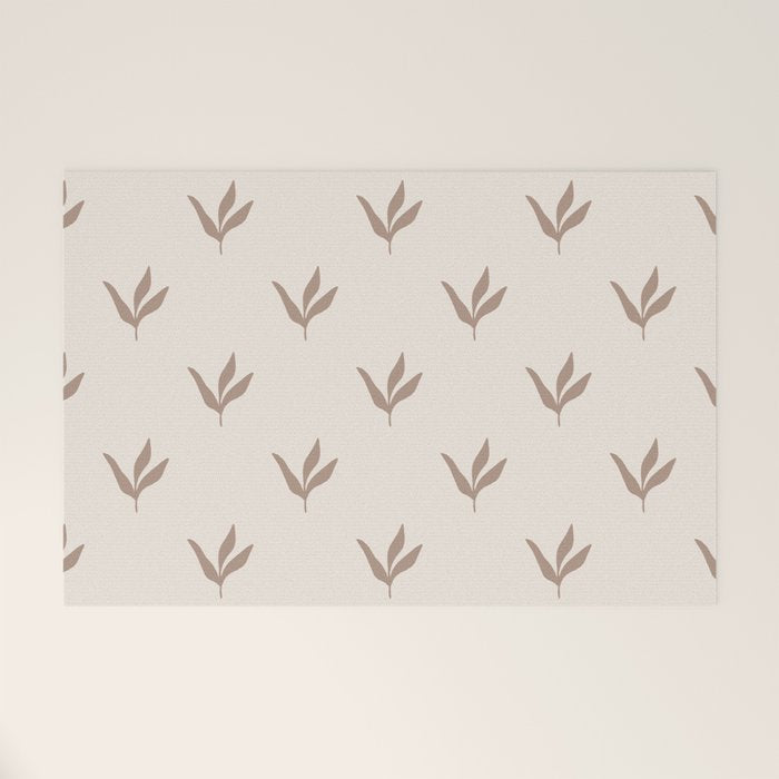 Modern Leafy Pattern - mocha and cream Welcome Mat Gallery Image 1