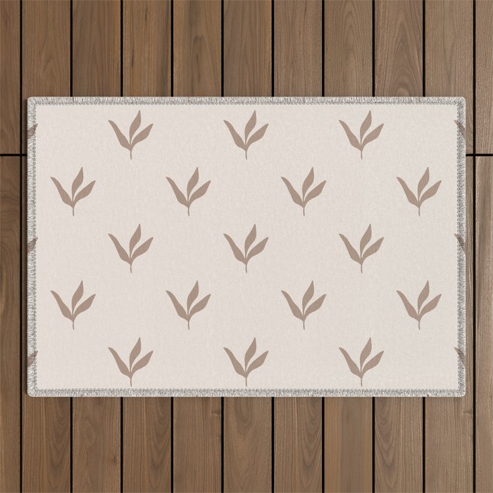 Modern Leafy Pattern - mocha and cream Outdoor Rug Gallery Image 1