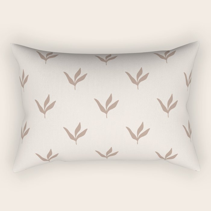 Modern Leafy Pattern - mocha and cream Rectangular Pillow Gallery Image 1