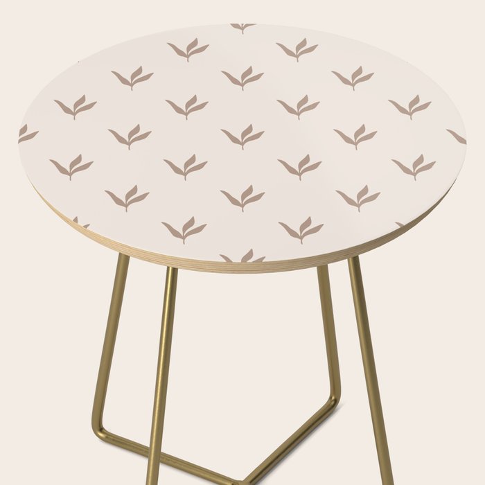 Modern Leafy Pattern - mocha and cream Side Table Gallery Image 2