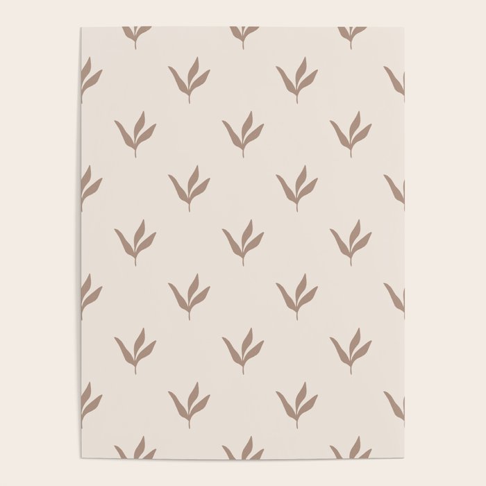 Modern Leafy Pattern - mocha and cream Poster Gallery Image 4
