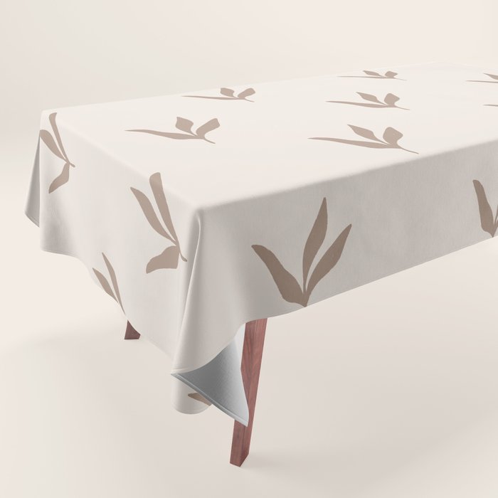 Modern Leafy Pattern - mocha and cream Tablecloth Gallery Image 1