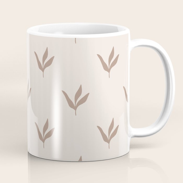 Modern Leafy Pattern - mocha and cream Coffee Mug Gallery Image 1