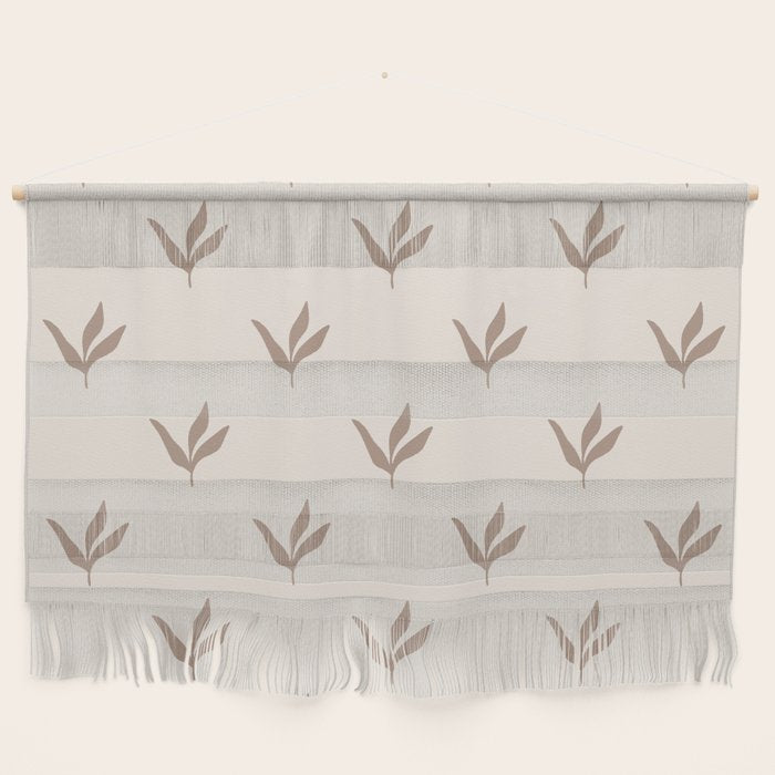 Modern Leafy Pattern - mocha and cream Wall Hanging Gallery Image 1