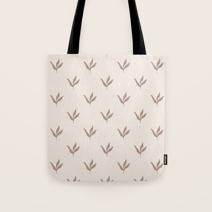 Modern Leafy Pattern - mocha and cream Tote Bag Gallery Image 1