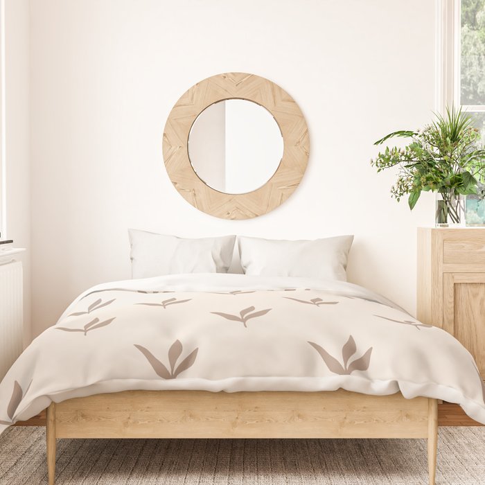 Modern Leafy Pattern - mocha and cream Duvet Cover Gallery Image 3