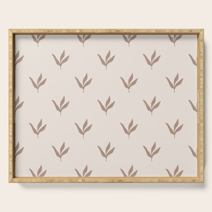 Modern Leafy Pattern - mocha and cream Serving Tray Gallery Image 1