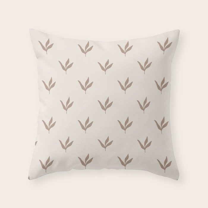 Modern Leafy Pattern - mocha and cream Throw Pillow Gallery Image 6