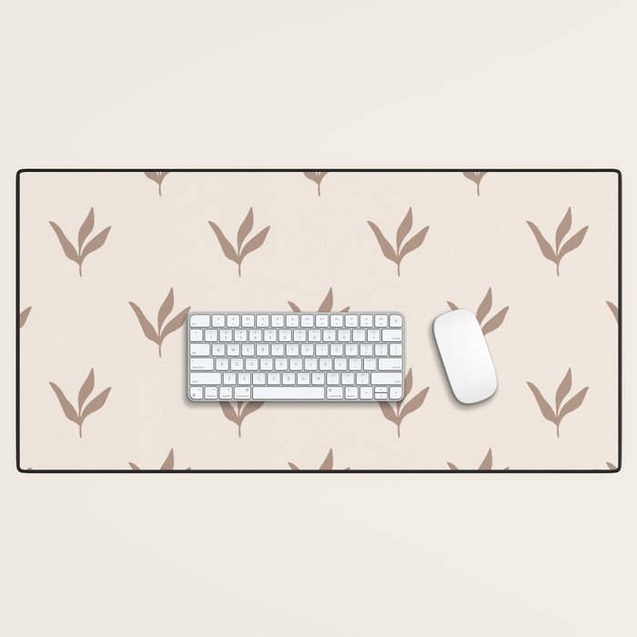 Modern Leafy Pattern - mocha and cream Desk Mat Gallery Image 1