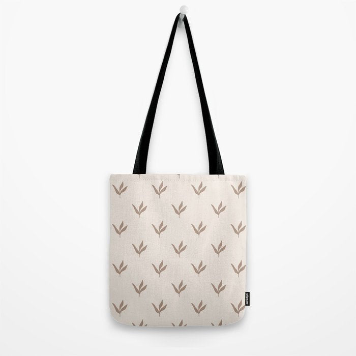 Modern Leafy Pattern - mocha and cream Tote Bag Gallery Image 2