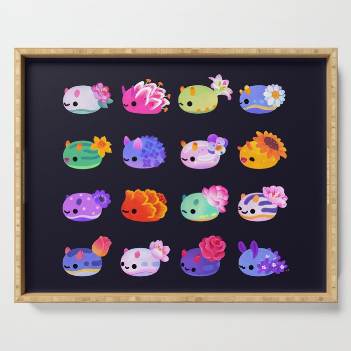Flower sea slug - dark Serving Tray Gallery Image 1