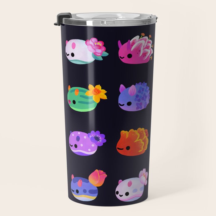 Flower sea slug - dark Travel Mug Gallery Image 3