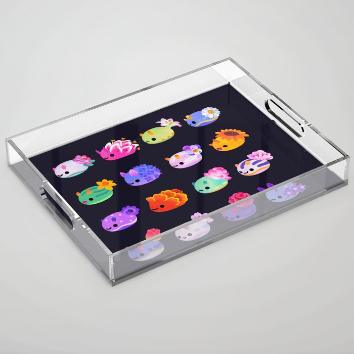 Flower sea slug - dark Acrylic Tray Gallery Image 1