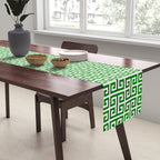 Green and White Greek Key Pattern Table Runner Gallery Image 2