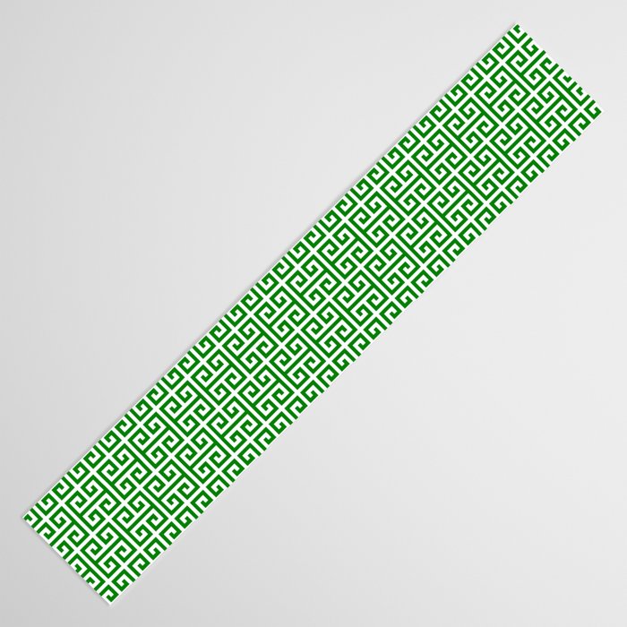 Green and White Greek Key Pattern Table Runner Gallery Image 3