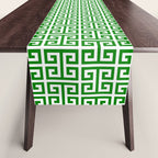 Green and White Greek Key Pattern Table Runner Gallery Image 1