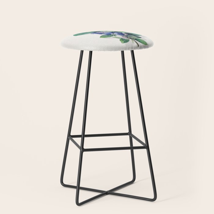 Blueberry branches painted in watercolor Stool Gallery Image 1