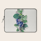 Blueberry branches painted in watercolor Laptop Sleeve Gallery Image 1
