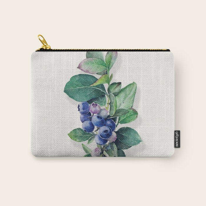Blueberry branches painted in watercolor Carry All Pouch Gallery Image 1