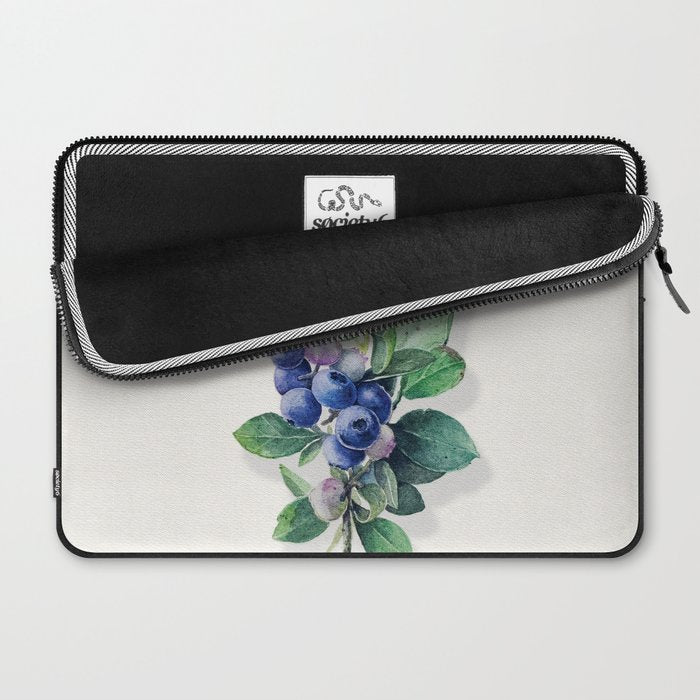 Blueberry branches painted in watercolor Laptop Sleeve Gallery Image 2