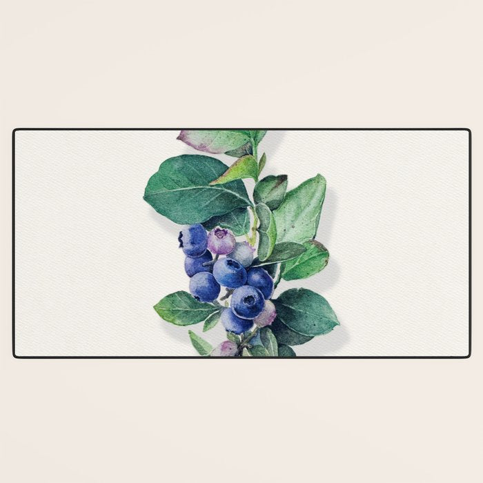 Blueberry branches painted in watercolor Desk Mat Gallery Image 3