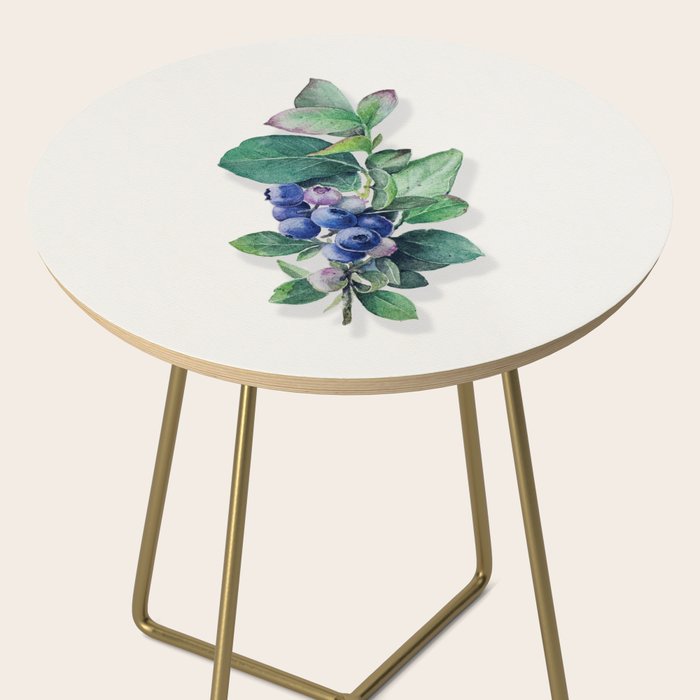 Blueberry branches painted in watercolor Side Table Gallery Image 2