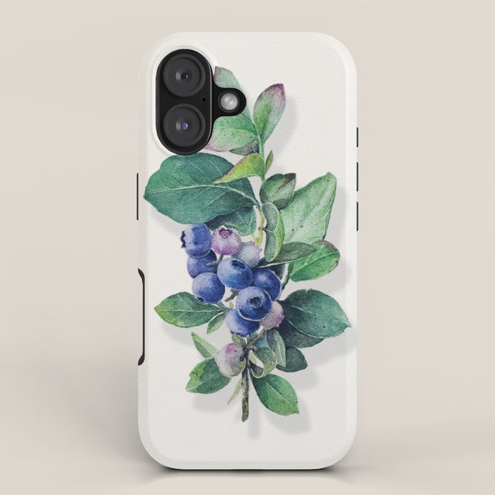 Blueberry branches painted in watercolor iPhone Case Gallery Image 1