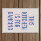 This Kitchen Is For Dancing (Blue Pink) Outdoor Rug Gallery Image 1
