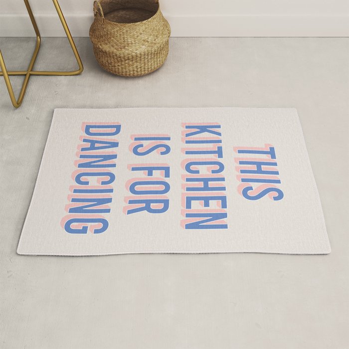 This Kitchen Is For Dancing (Blue Pink) Rug Gallery Image 1