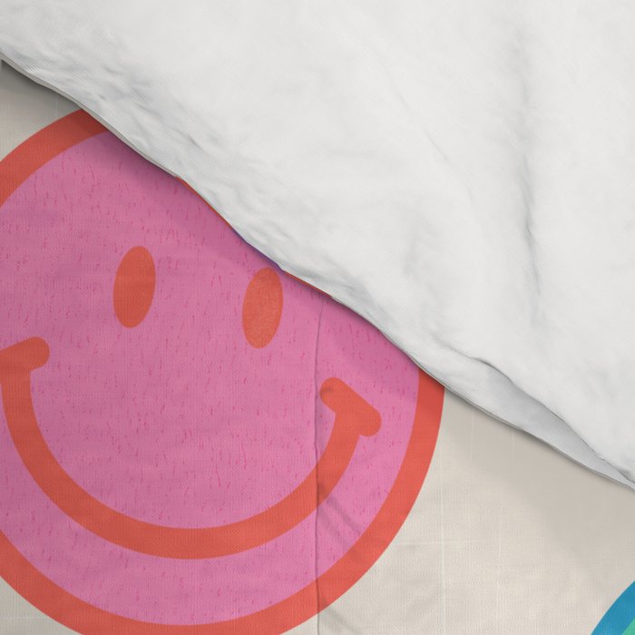 Retro Rainbow Smiling Faces Pattern Comforter Gallery Image 4