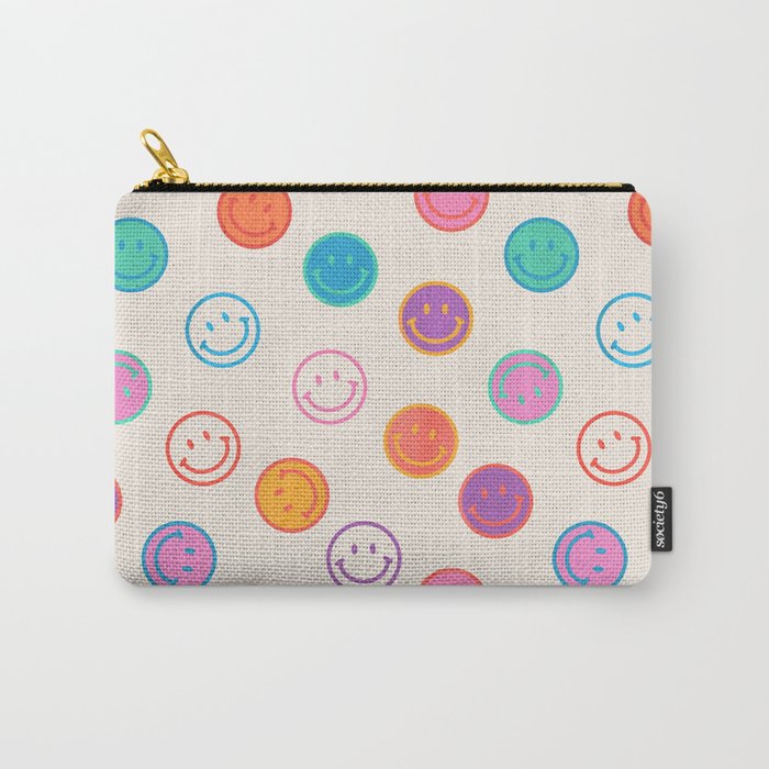 Retro Rainbow Smiling Faces Pattern Carry All Pouch Gallery Image 1