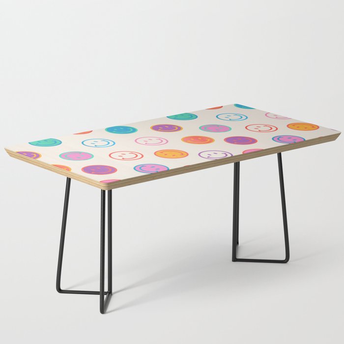 Retro Rainbow Smiling Faces Pattern Coffee Table Gallery Image 1