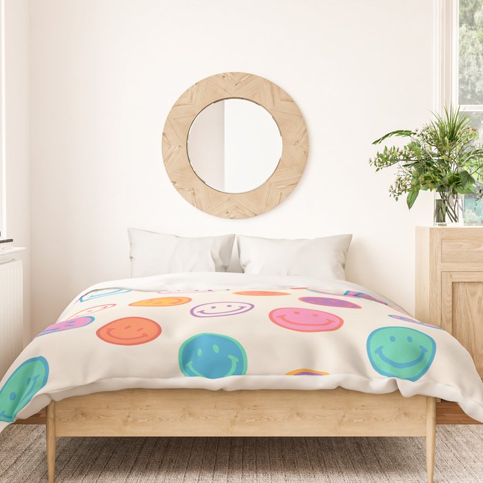 Retro Rainbow Smiling Faces Pattern Duvet Cover Gallery Image 3