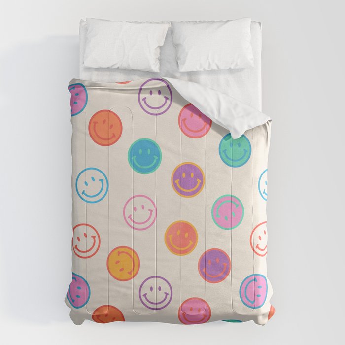 Retro Rainbow Smiling Faces Pattern Comforter Gallery Image 6