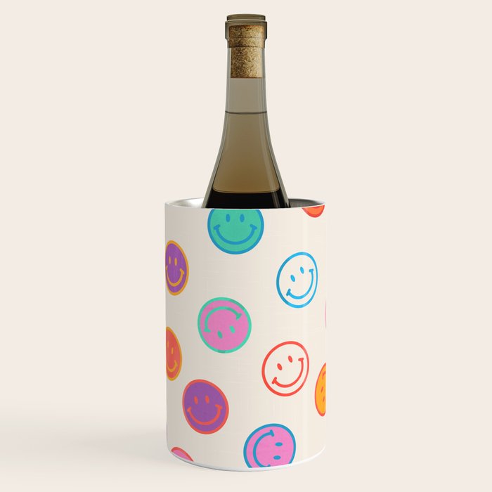 Retro Rainbow Smiling Faces Pattern Wine Chiller Gallery Image 3