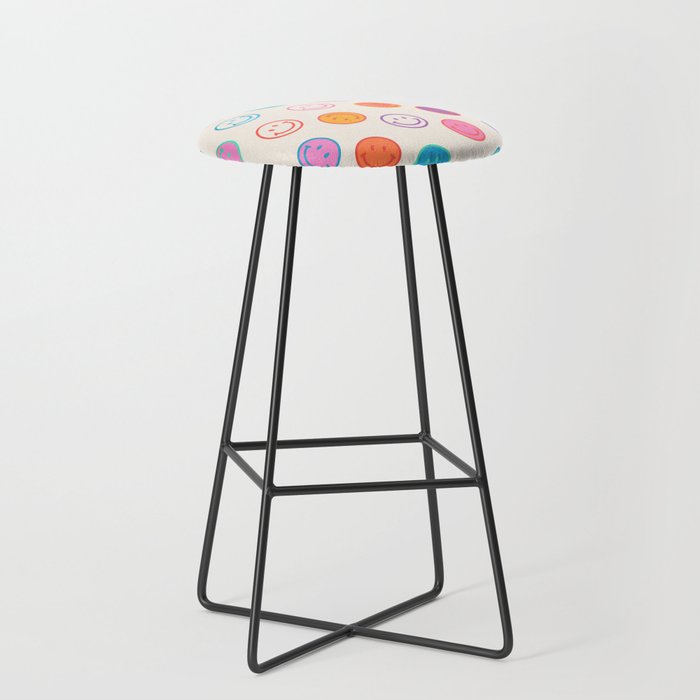 Retro Rainbow Smiling Faces Pattern Stool Gallery Image 1