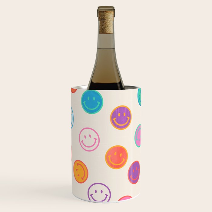 Retro Rainbow Smiling Faces Pattern Wine Chiller Gallery Image 1