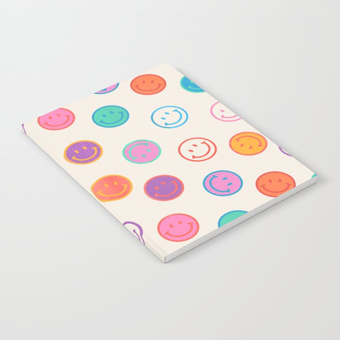Retro Rainbow Smiling Faces Pattern Notebook Gallery Image 2