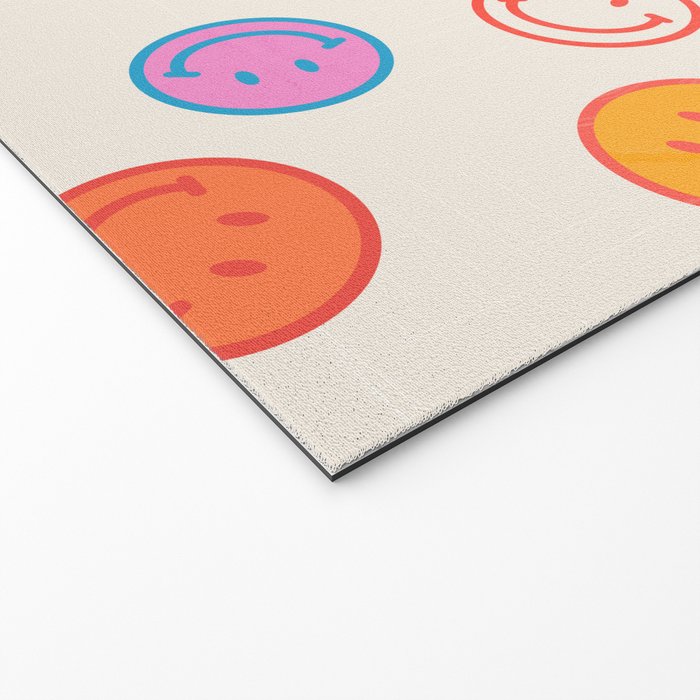 Retro Rainbow Smiling Faces Pattern Welcome Mat Gallery Image 2