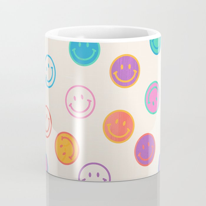 Retro Rainbow Smiling Faces Pattern Coffee Mug Gallery Image 4