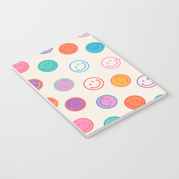 Retro Rainbow Smiling Faces Pattern Notebook Gallery Image 3