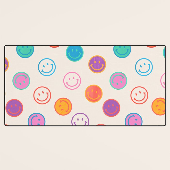 Retro Rainbow Smiling Faces Pattern Desk Mat Gallery Image 3