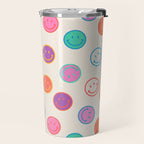 Retro Rainbow Smiling Faces Pattern Travel Mug Gallery Image 2