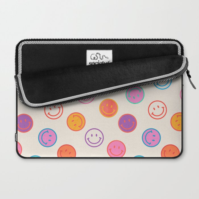 Retro Rainbow Smiling Faces Pattern Laptop Sleeve Gallery Image 2