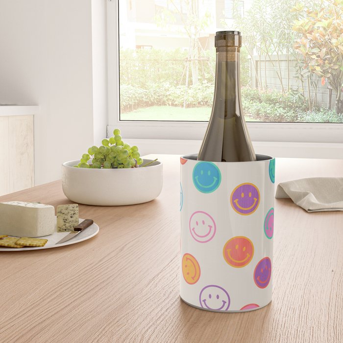 Retro Rainbow Smiling Faces Pattern Wine Chiller Gallery Image 4