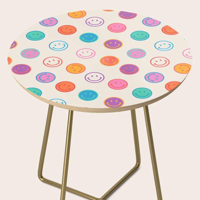 Retro Rainbow Smiling Faces Pattern Side Table Gallery Image 2