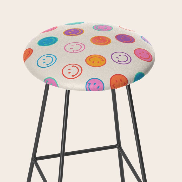 Retro Rainbow Smiling Faces Pattern Stool Gallery Image 2